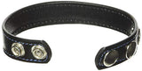 M2M Cock Ring, Leather, 2 Snaps, Black