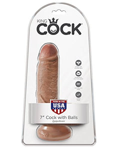 King Cock 7In Cock With Balls - Tan