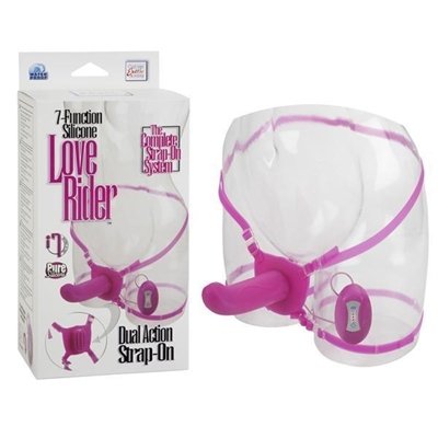 California Exotic Novelties 7-Function Silicone Love Rider Dual Action Strap-On - Pink
