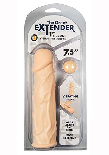 The Great Extender Silicone Vibrating Penis Sleeve 7.5 Inches (Beige)