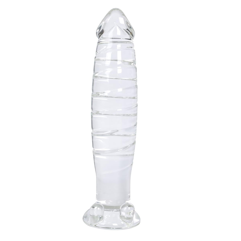 Epichao Realistic Swirl Glass Dildo Crystal Dildo Glass Wand G-Spot Stimulation Stimulator With Testicles