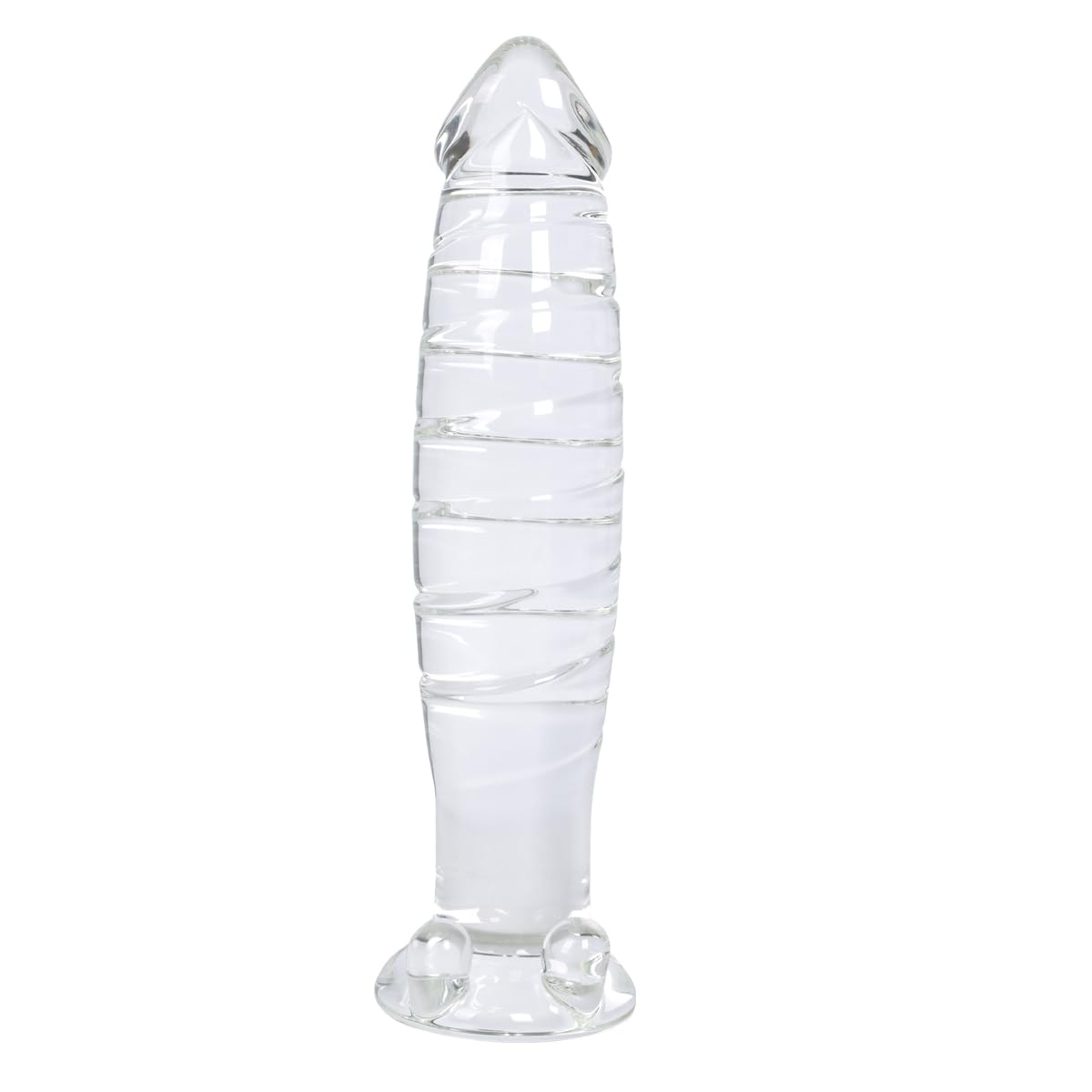 Epichao Realistic Swirl Glass Dildo Crystal Dildo Glass Wand G-Spot Stimulation Stimulator With Testicles