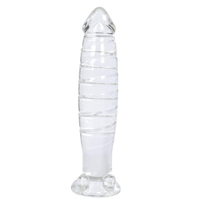 Epichao Realistic Swirl Glass Dildo Crystal Dildo Glass Wand G-Spot Stimulation Stimulator With Testicles