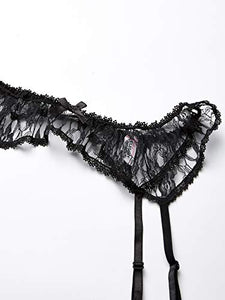 Elegant Moments Womens Plus Queen Size Lace Garter Belt, Black