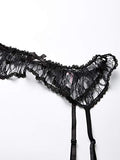 Elegant Moments Womens Plus Queen Size Lace Garter Belt, Black