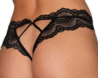 Dg Lace Tenga Open-Crotch Panty Black 2X
