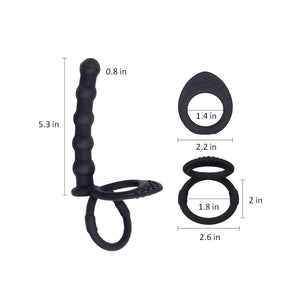Silicone Anal Beads with Penis Ring,Silicone Anal Plug Strap On Anal Dildo,Anal Training Toys Anal Hook for Anal Play,Double Pen