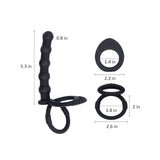 Silicone Anal Beads with Penis Ring,Silicone Anal Plug Strap On Anal Dildo,Anal Training Toys Anal Hook for Anal Play,Double Pen