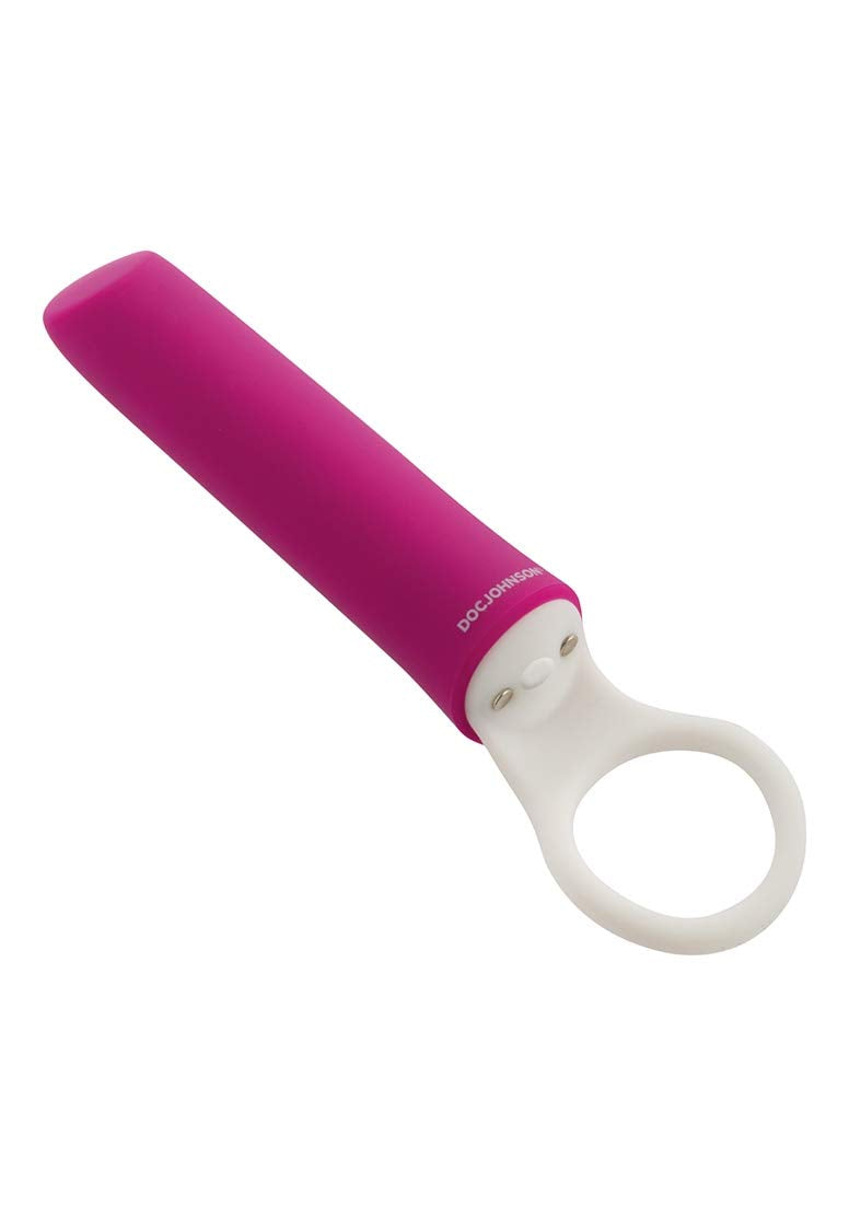 Doc Johnson Ivibe Select - Iplease - Powerful 20 Function Vibrator With Silicone Grip Ring - Quiet Motor, Small Size, Waterproof, Usb Rechargeable - Purple/White