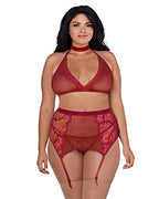 Dg Fishnet&Lace 4 Piece Set Garnet Q