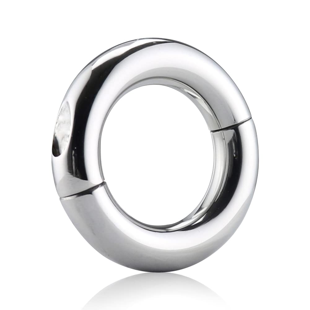 Romi Male Penis Cock Ring Delay Head Glans Ring Stainless Steel Scrotum Ball Stretcher Weights Adult Sex Toys(Medium)