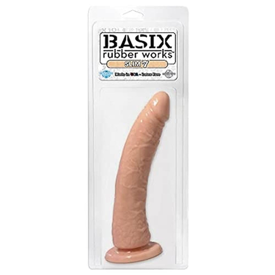 Basix 7In. Slim Dong W/Suction Cup Flesh