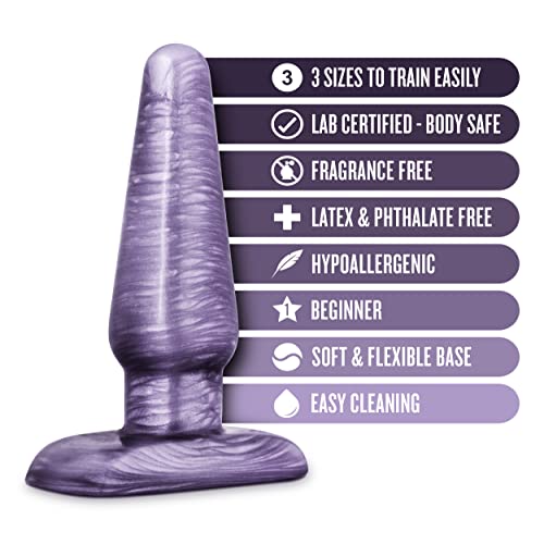 Blush B Yours Anal Trainer Kit Three Sizes Tapered Head Beginners Butt Plug Sex Toy For Men Couples Women Purple Swirl