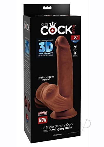 8 Inch Triple Density Cock With Swinging Balls -  Brown