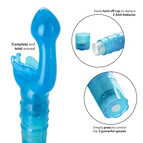 Calexotics Original Butterfly Kiss Vibrator - Multi-Speed Waterproof Vibe - Adult Sex Toys For Couples - Clitoral G Spot Massager - Blue