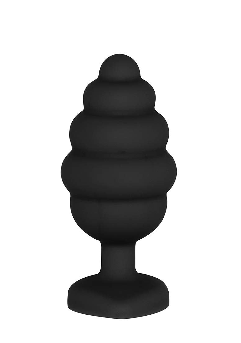 Ouch XLarge Ribbed Diamond Heart Plug BL