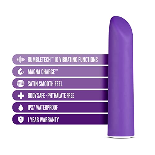 Blush Wellness Power Vibe - Discreet Powerful Lipstick Massager With 10 Modes - Travel Friendly And Rechargeable Satin Smooth Deep Rumble Tech - Ipx7 Waterproof - Compact Relaxing Women Magic Touch