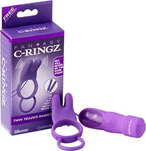 Pipedream Fantasy CRingz Twin Teazer Rabbit Ring Dildo  Purple  1 Pound