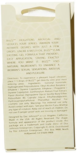 Doc Johnson Buzz Liquid Vibrator - Intimate Arousal Gel - Designed To Enhance A WomanS Sexual Sensations Arousal And Pleasusre - Gel Stays Where You Want It - 7 Ml (0.23 Fl. Oz.)
