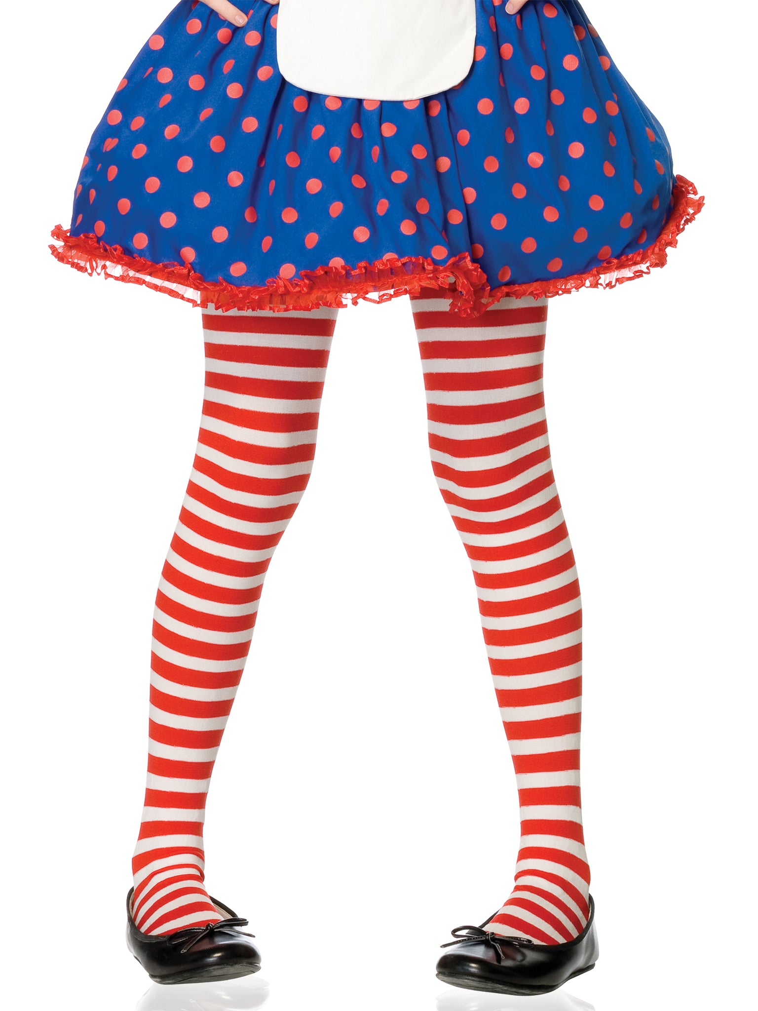 Girl Stripe Tights LARGE RED/W