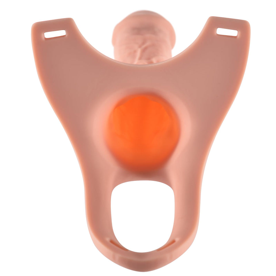 Shkanla Hollow Strap-On System - Harness with Elastic Waist Band and Silicone Hollow Dildo, Extender Bigger Penis Dildo Sleeve R