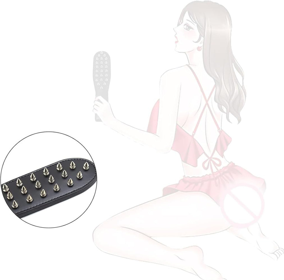 Pfylinqo Studded Spanking Paddle for Adult BDSM, Slut Paddle Sex Play with Safe Single Sided Rivets, Adult Sex Leather Paddle Fl