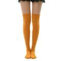 MK MEIKAN Womens Halloween Over Knee High Socks-Mustard Yellow Thigh High Socks for Velma Costume Adult Cosplay Long Stocks (1 P