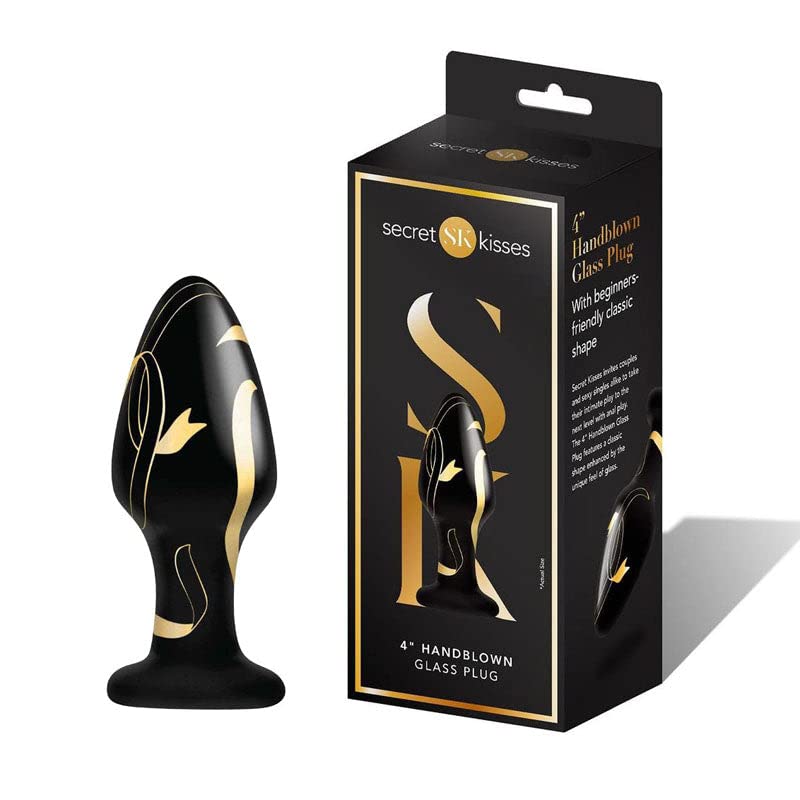 (Wd) Secret Kisses 4In Wide Gl Plug Black & Gold
