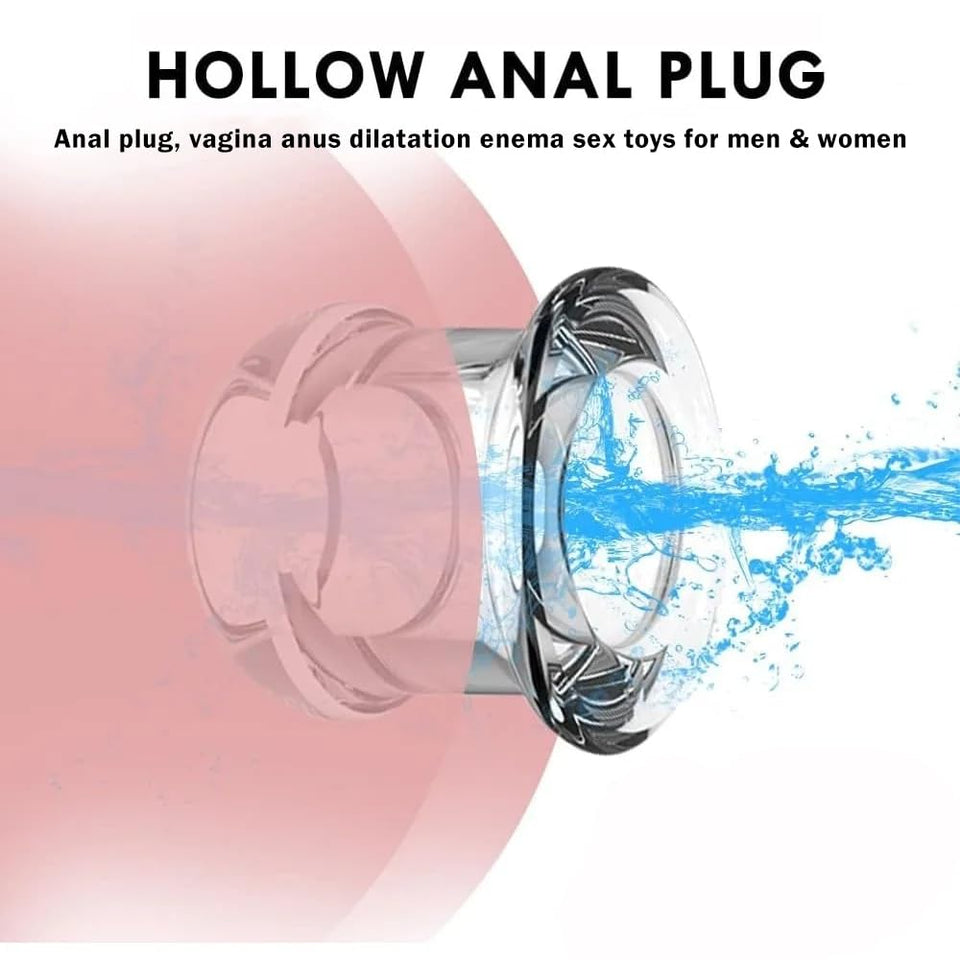 Transparent Hollow Anal Plug Enema Butt Plug Anal Peeking Vagina Anus Dilator for Adult Anal Sex Toys Universal for Gay Couples
