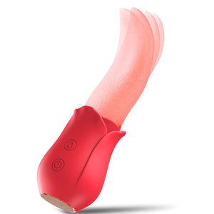 Rose Vibrators, Rose Sex Stimulator for Women, Clitoral G Spot Tongue Licking Vibrator Nipples Massager Vaginal Anal Breast Sex