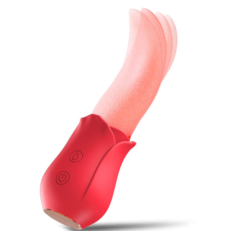 Rose Vibrators, Rose Sex Stimulator for Women, Clitoral G Spot Tongue Licking Vibrator Nipples Massager Vaginal Anal Breast Sex
