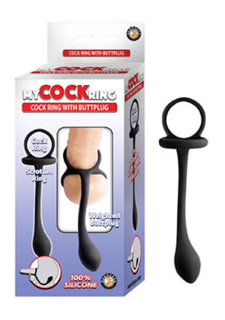 Nasstoys MyCockRing Cock Ring with Weighted ButtPlug and Scrotum Ring, Black