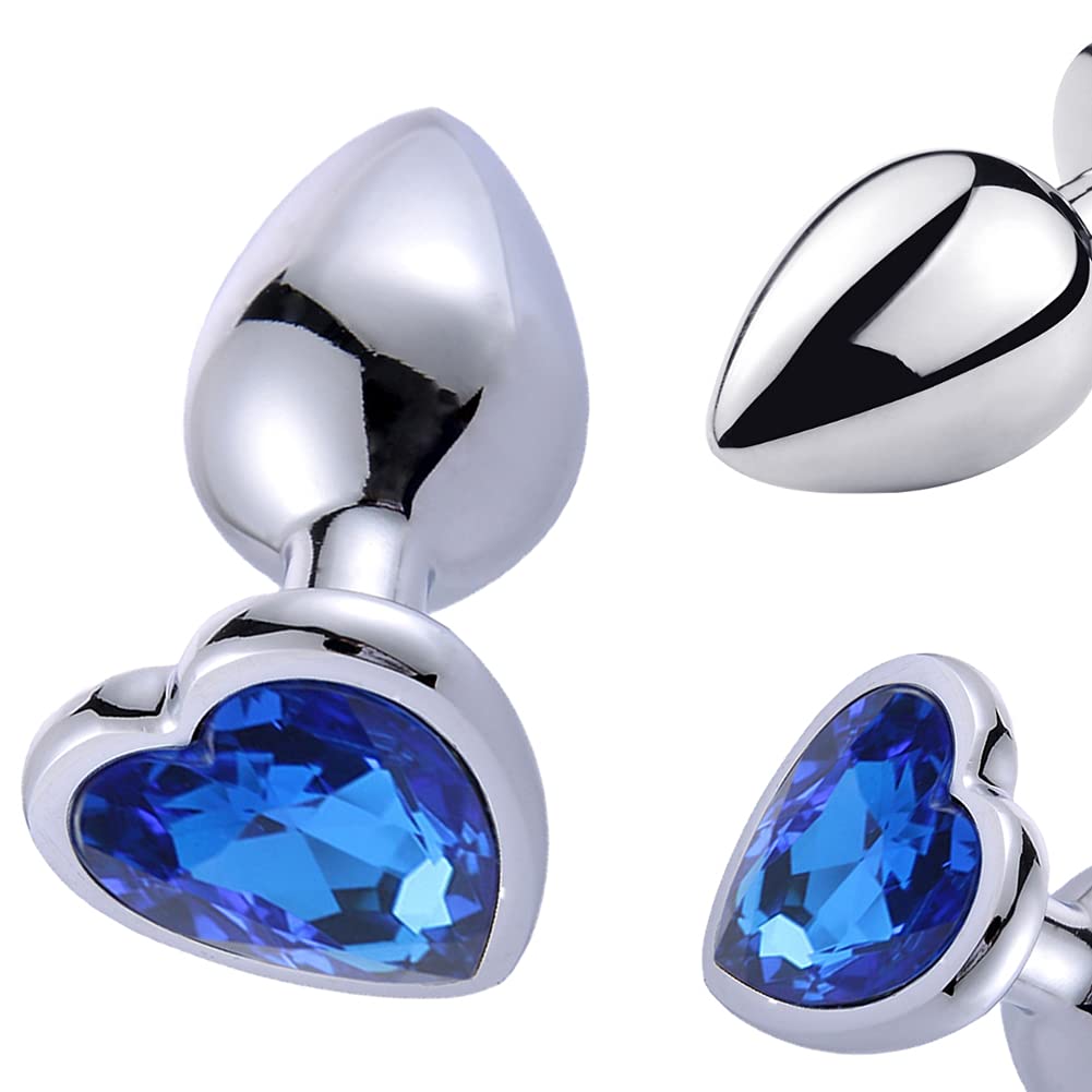Rustless Metal Anal Butt Plugs Blue Jewelry Heart Shaped Anal Trainer Sex Toys Unisex Valentine 's/Birthday Gift for Lover Romi