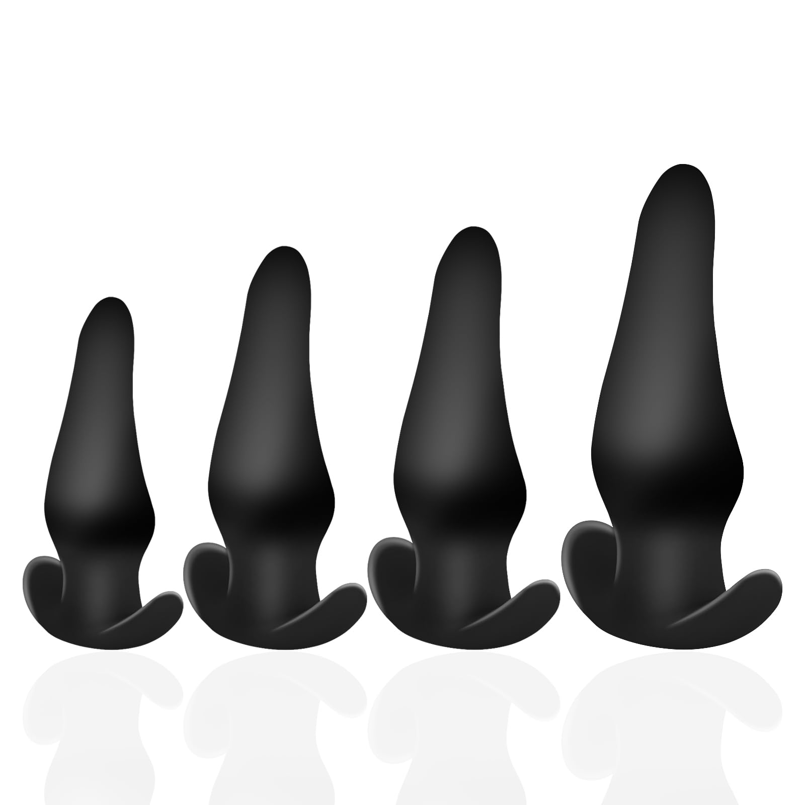 Silicone Anal Plug,Pack of 4 Silicone Anal Plugs Training Set with Flared Base Prostate Sex Toys for Beginners Advanced Users(Co