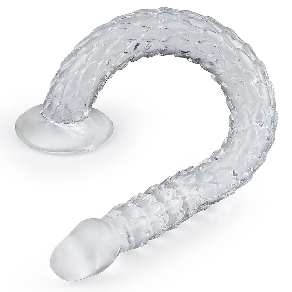 FST Adult Sex Toy Anus Sex Dilator Butt Plug Transparent TPE Ultra Long Anal Plug Vaginal G-spot Massager for Men Women Couple A