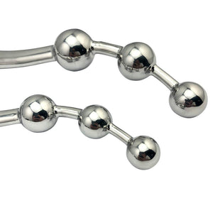 Metal Double-Headed Dildo Female G-Spot Stimulation Pull Bead Anal Plug Massage Masturbation Device Adult Sex Toy