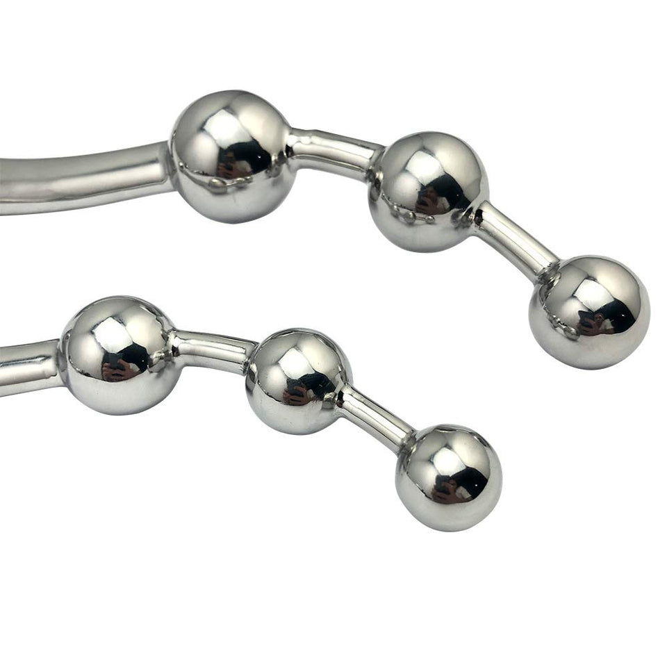 Metal Double-Headed Dildo Female G-Spot Stimulation Pull Bead Anal Plug Massage Masturbation Device Adult Sex Toy