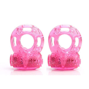 2 Pcs Vibrating Clitoral Stimulator Cock Ring, Silicone Penis Ring with Vibrator Ejaculation Delay Erection Enhance Adult Erotic
