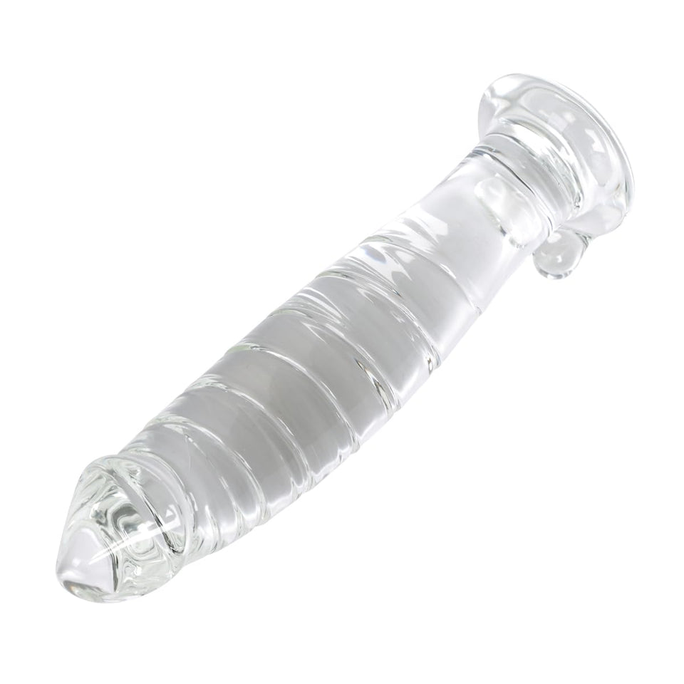 Epichao Realistic Swirl Glass Dildo Crystal Dildo Glass Wand G-Spot Stimulation Stimulator With Testicles