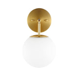 Baoden Modern Wall Sconce Industrial Mid Century Bathroom Vanity Wall Light With White Globe Glass Lampshade Brushed Brass Finis