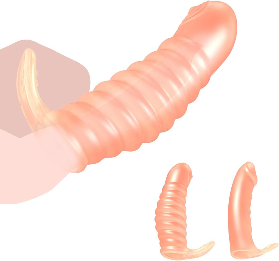 MFMYEE Finger Vibrators-2 in 1 Finger Massager Set, Silicone Finger Sleeves Penis Clitoris Massages G-spot Stimulation Female Or