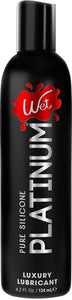 Wet Platinum Silicone Based Lube, 4.2 Oz Bottle, Ultra Long Lasting Premium Personal Luxury Lubricant, Men Women & Couples Condom Compatible Water Resistant Non Sticky Hypoallergenic Paraben Free