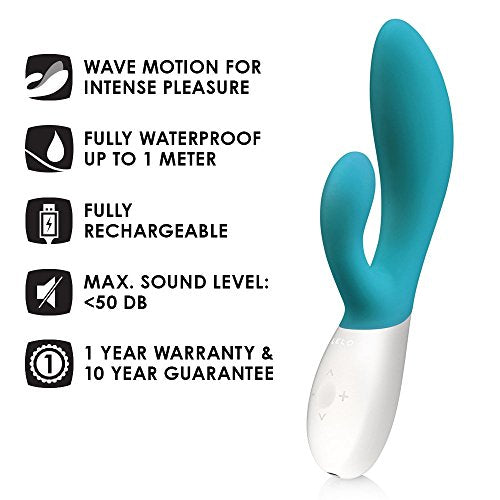 Lelo Ina Wave Dual-Action, G-Spot And External Massage Vibrator With Motion Movement, Ocean Blue