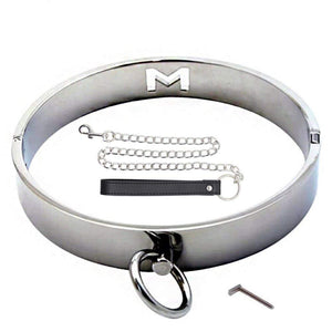 O Ring Metal Locking Collar - Davidsource Neck Collar with O Ring Magnetic Stainless Pin Restraint Gear BDSM Sex Toy