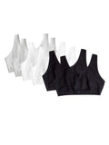 Fruit of the Loom Womens Built Up Tank Style Sports Bra, Black/White/Heather Grey/Black/White/Heather Grey, 44