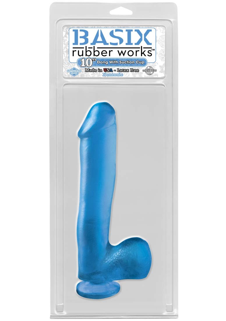 Basix 10-Inch Suction Cup Dong, Blue