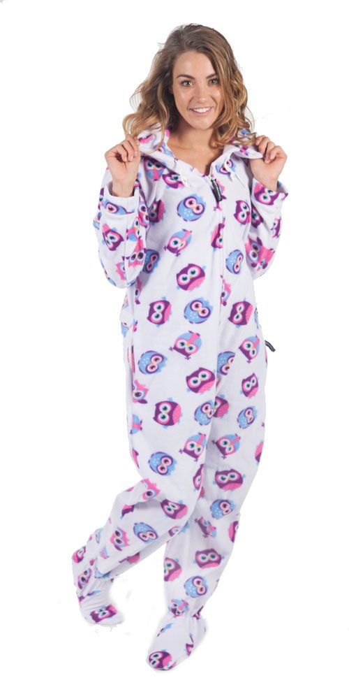 Forever Lazy Footed Adult Onesie - Owls - XXS