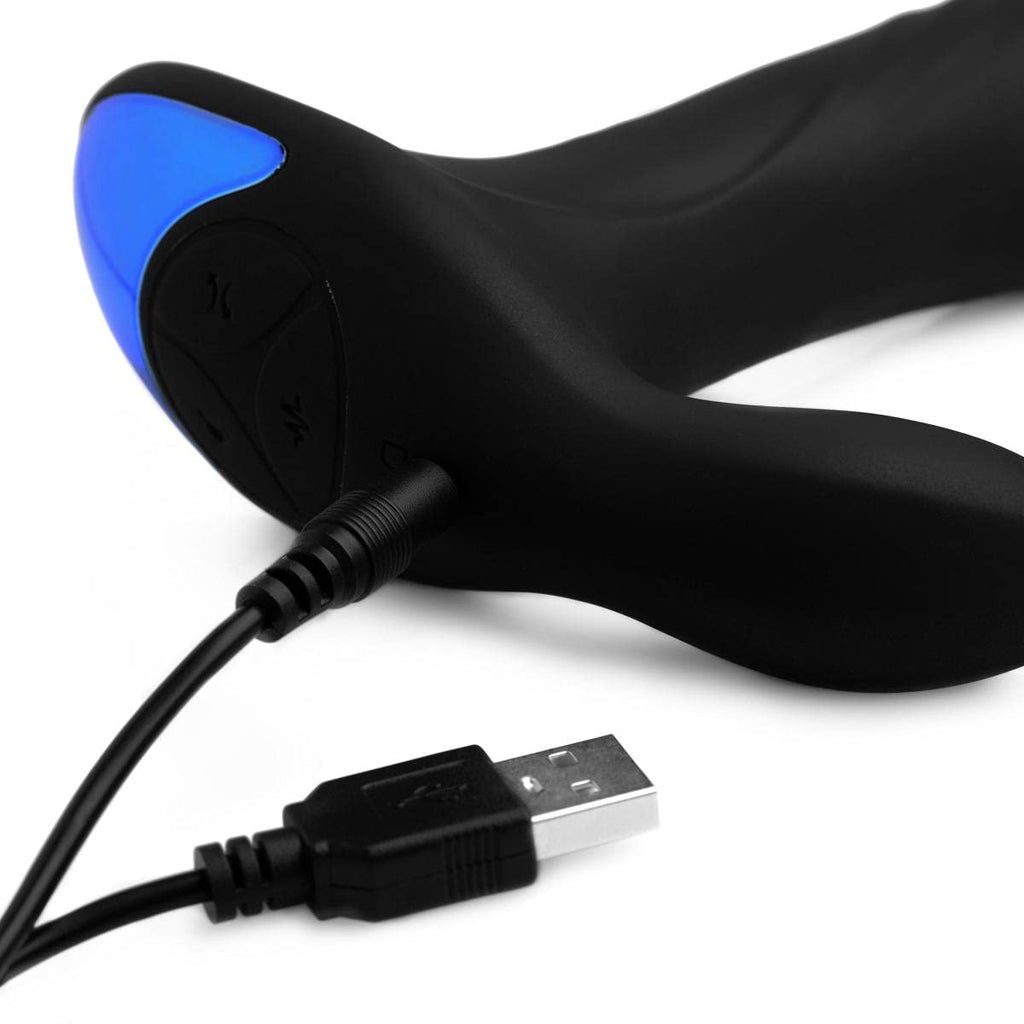 Alpha-Pro 17X P-Trigasm 3-In-1 Silicone Prostate Stimulator, Black, 6.5 Inch In Total Length, 5.3 Inch Insertable Length, 1 Inch