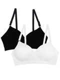 Fruit of the Loom Womens Seamless Wire Free Push-Up Bra, Black Hue/White 2-Pack, 34C