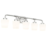 Audickic Bathroom Light Fixtures Over Mirror, 5-Light Brushed Nickel Vanity Lighting Fixtures With Milk White Glass, 38Inch Farm